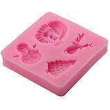 Молд силіконовий новорічний 70 на 70 мм рожевий, фото 3