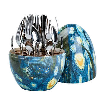 Набір столових приладів на 6 персон із нержавіючої сталі 24 штуки з підставкою Яйце HP78813