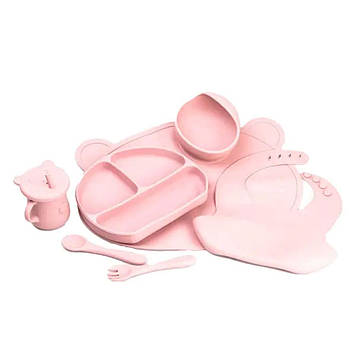 Дитячий набір силіконового посуду7 предметів Рожевий HP34546P
