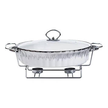 Марміт овальний порцелянаовий 1,5 літра на металевій підставці з підігрівом HP1023