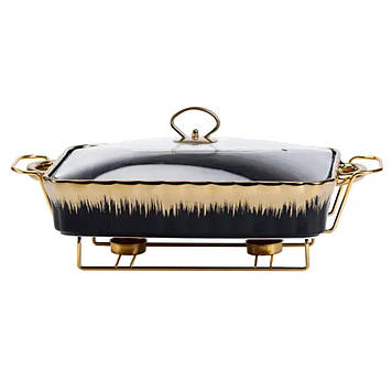 Марміт порцелянаовий прямокутний на 2 літри 40*23*11 см чорний HP1048