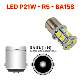 Світлодіодні LED ЛЕД лампи для авто цоколя P21W-R5-BA15S для габаритів, стопи, ДХО, повороти