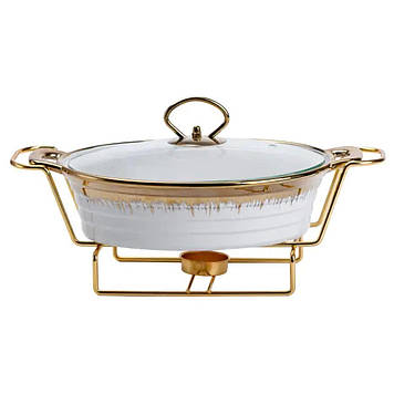 Мармітниця порцелянова 1 літр кругла, підставка з підігрівом HP1025