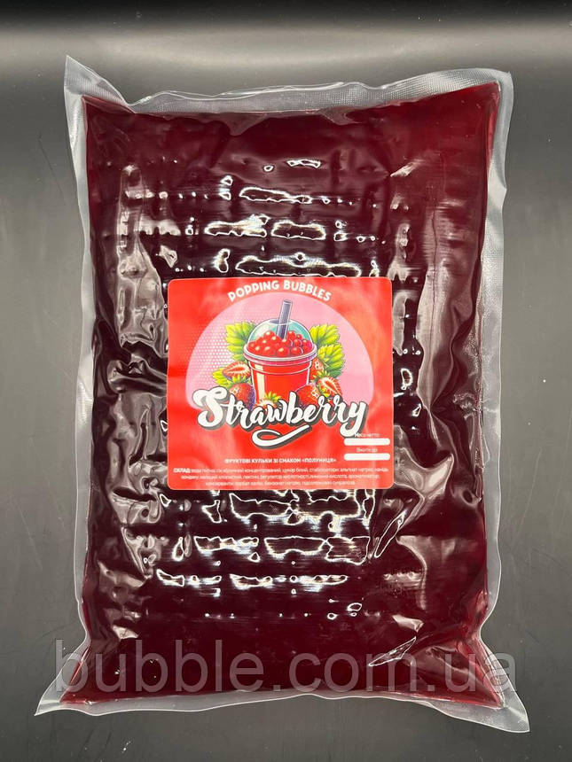 Фруктові кульки Bubble Tea "ПОЛУНИЦЯ" 1,8 кг, фото 1