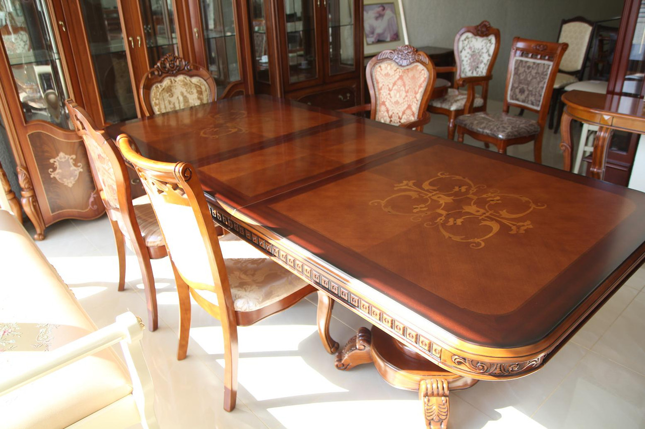 Большой обеденный стол в классическом стиле DM-718 Olberg Ext, цвет орех - фото 4 - id-p3692210