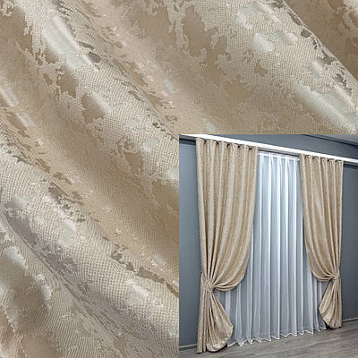Комплект штор (2шт. 1,5х2,75м.) льон мармур, колекція "Pavliani VO". Колір айворі. Код 1713ш 33-0613