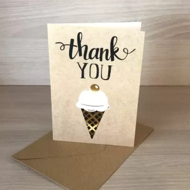 Листівка "Thank you" з конвертиком крафтова з тисненням 18х13,5 см 1шт.