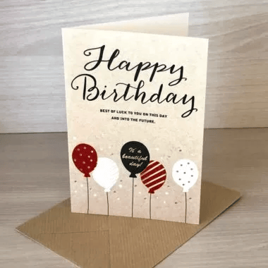 Листівка "Happy Birthday кульки" з конвертиком крафтова з тисненням 18х13,5 см 1шт.