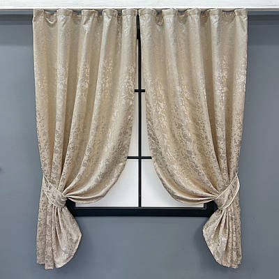 Комплект (2шт. 1,3х1,7м.) готових штор, льон мармур, колекція "Pavliani VO". Колір айворі. Код 1713ш 35-0339