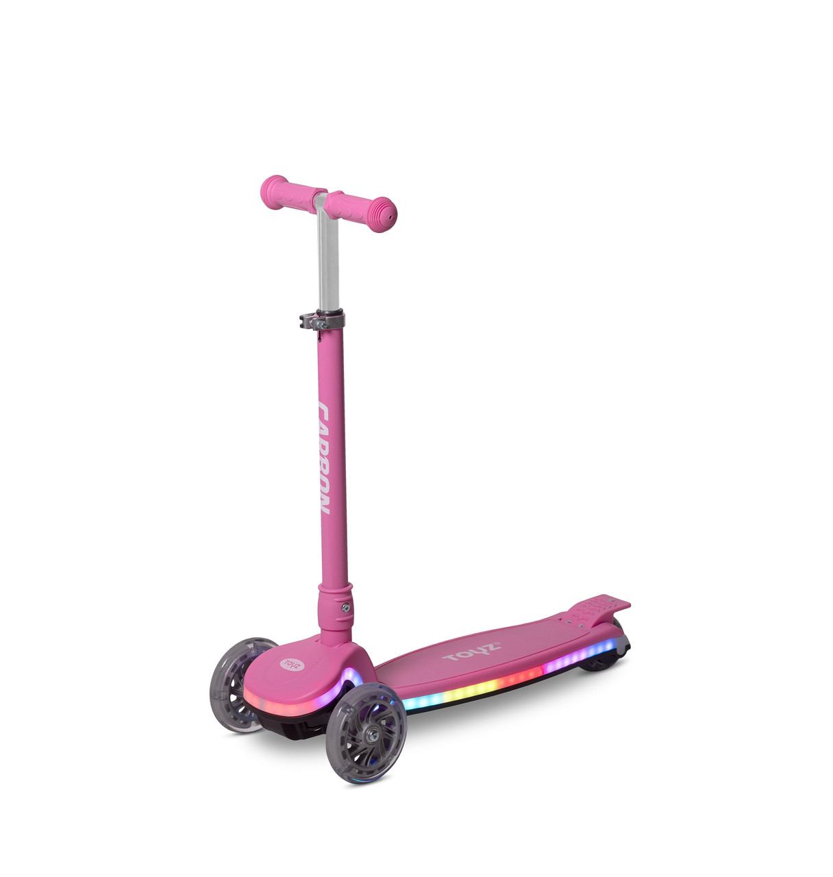 Самокат триколісний з підсвіткою Caretero Carbon Pink, фото 1