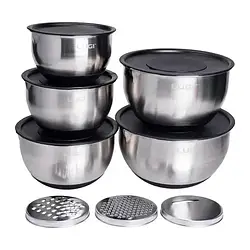 Набір салатниць 5 штук з нержавіючої сталі 24/22/16/18/20.5 см