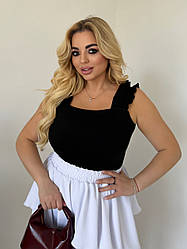 Жіночий літній топ-майка на бретелях в рубчик, батал великі розміри