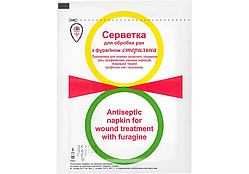 Серветка для обробки ран стерильна з фурагіном, 6 x 10 см, №2 КФТ