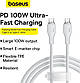 Кабель Type-C на Type-C Baseus Pudding Series Fast Chargingf Data Cable (2m, 100W, 5A, 480 Mbps). White, фото 4