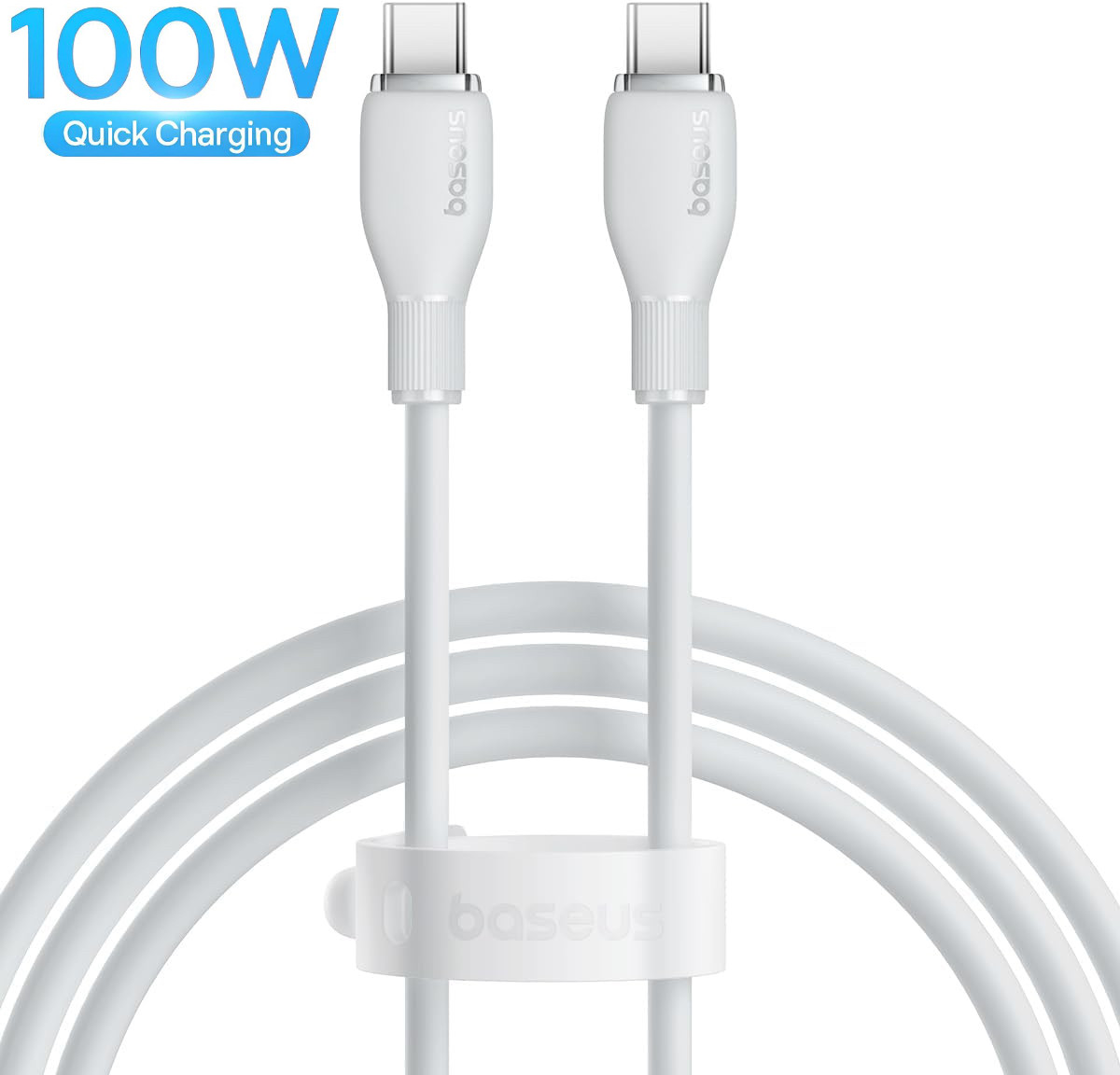 Кабель Type-C на Type-C Baseus Pudding Series Fast Chargingf Data Cable (2m, 100W, 5A, 480 Mbps). White