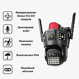 Ip 4G камера 6 Мп бездротова вулична поворотна 2 незалежні об'єктиви Відеокамера із сім-картою, фото 2