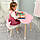 Стіл хмарка і стільчик рожевий  корона з білим сидінням. Столик для занять, ігор, їжі, фото 5