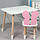 Дитячий прямокутний стіл та стільчик рожевий метелик з білим сидінням. Дитячий білий столик, фото 9