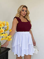 Жіночий літній топ-майка на бретелях в рубчик