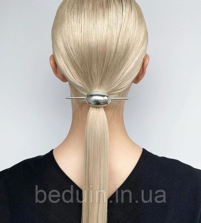 Масивна металева шпилька паличка для волосся "Minimal" тренд 2025 — срібляста Aushal Jewellery