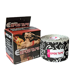 Кінезио тейп EPOS TAPE 5м, серця чорні