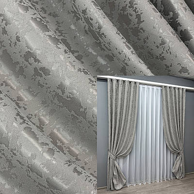 Комплект штор (2шт. 1,5х2,75м.) льон мармур, колекція "Pavliani VO". Колір сірий. Код 1714ш 33-0614