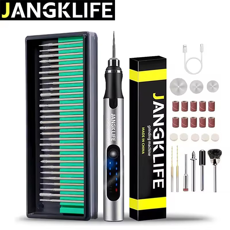 Акумуляторний гравер ручка Jangklife E-108 + насадки 56 шт. / Ручка гравер / Гравер на акумуляторі
