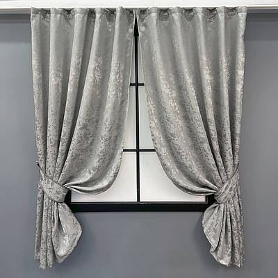 Комплект (2шт. 1,3х1,7м) готових штор, льон мармур, колекція "Pavliani VO". Колір сірий. Код 1714ш 35-0340