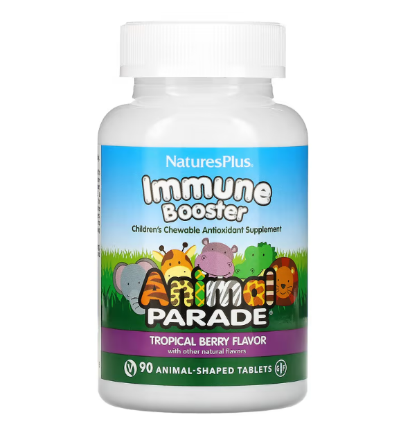 Добавка для укріпления дитячого іммунитету NaturesPlus Source of Life Animal Parade смак натуральних