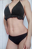 Чорний роздільний купальник з рюшами, чорний купальник с плавками стрінги. Чорний купальник “Black Muse”, фото 8
