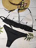 Чорний роздільний купальник з рюшами, чорний купальник с плавками стрінги. Чорний купальник “Black Muse”, фото 3