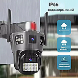 Ip 4G камера 6 Мп бездротова вулична поворотна 2 незалежні об'єктиви Відеокамера із сім-картою, фото 4