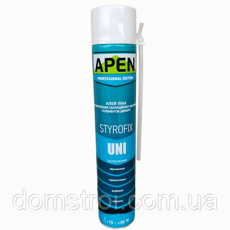 Піна-клей ручна для пінопласту APEN Styrofix UNI (750 мл) всесезонна ❄☀, фото 1