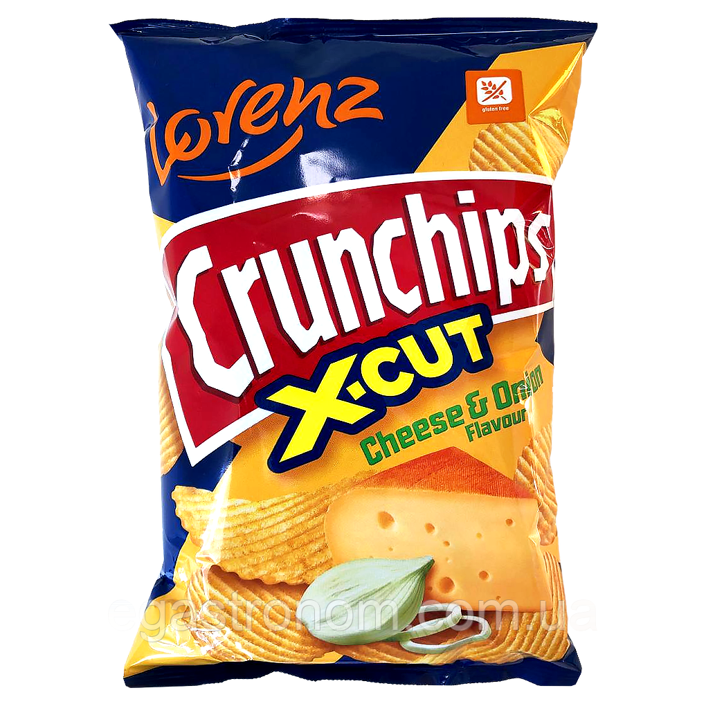 Чипси рифлені сир та цибуля Лоренц Lorenz crunchips 75g 25шт/ящ (Код: 00-00017567), фото 1
