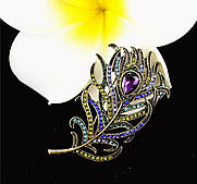 Брошка Перо павича розмір 60 мм × 36 мм код 0236