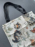 Велика сумка-шопер з дизайном милих кошенят, 40/35 см, фото 4