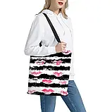 Жіноча велика сумка-шопер смугаста, 50/45 см, фото 2