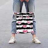 Жіноча велика сумка-шопер смугаста, 50/45 см, фото 3