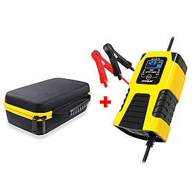 Автоматичний зарядний пристрій для акумулятора авто Foxsur 2A, 6-12V FBC061202D, розумна зарядка + кейс