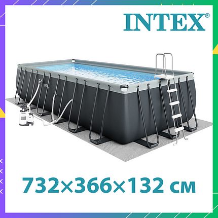 Прямоугольный каркасный бассейн Intex 26368 Ultra frame pool с песочным фильтром наземный большой семейный, фото 1