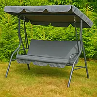 Гойдалка садова Relax (сірий) посилена (до 260 кг) з навісом 3-х місна
