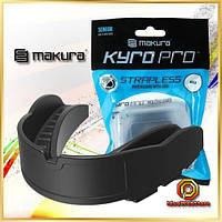 Капа боксерська для боксу ММА та єдиноборств MAKURA Kyro Pro Strap чорна доросла 11+ з антимікробним футляром термопластиков