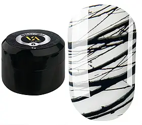 Гель-фарба для дизайну нігтів Valeri Spider Gel №6 чорна, 5 мл
