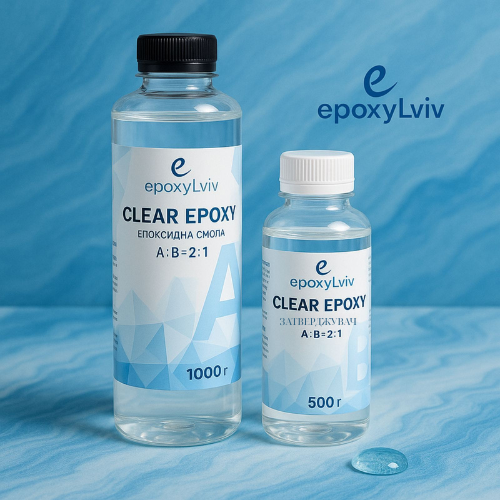 Епоксидна смола CLEAR EPOXY 1,5 кг для заливок стільниць прозора, прозора епоксидна смола, фото 1
