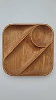 2 в 1: Дошка для подавання страв. Менажниця на 4 секції (масив дуба) 240х20 мм