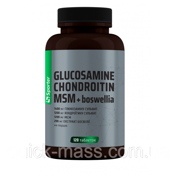 Хондропротектор для суглобів і зв'язок Sporter Glucosamine Chondritin MSM + Boswellia - 120 таб