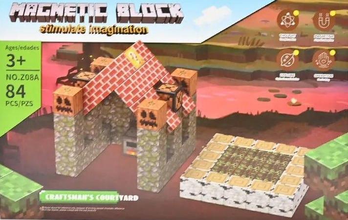 Дитячий магнітний конструктор Майнкрафт на 84 кубиків Magnetic Block minecraft, фото 1