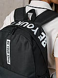 Рюкзак великий BE YOUR STYLE чоловічий жіночий шкільний портфель чорний, фото 6