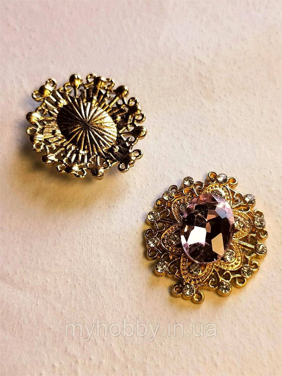 Серединка для бантиків мет. рожева 2,4*2,7см (1шт)