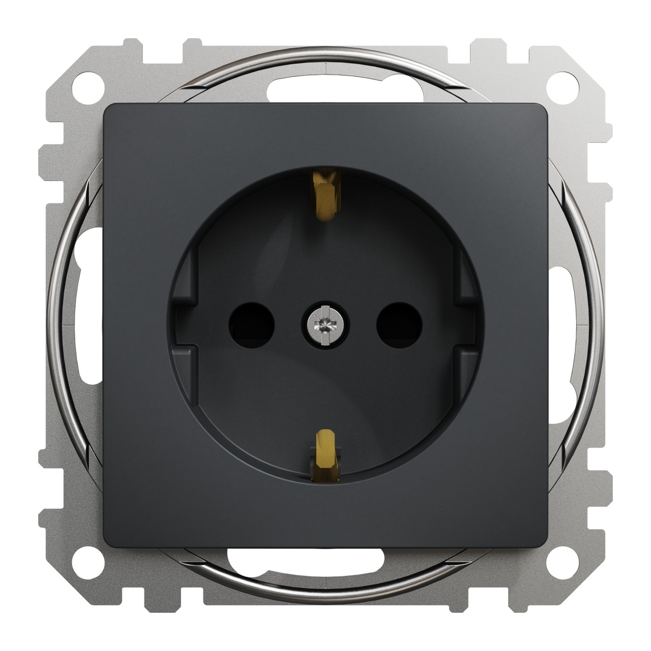 SEDNA DESIGN Розетка із заземленням та шторками чорна